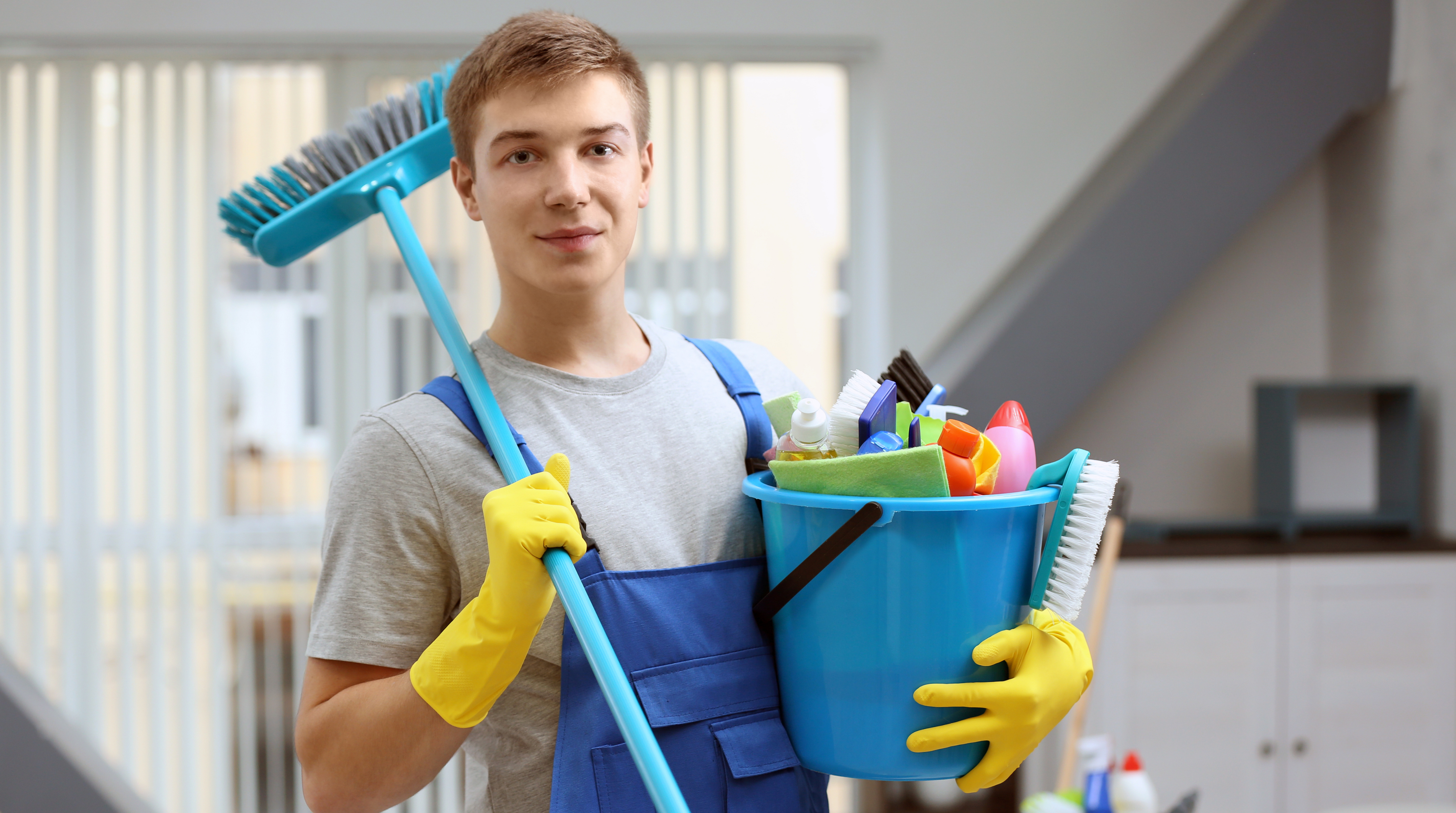 Professional cleaner at work